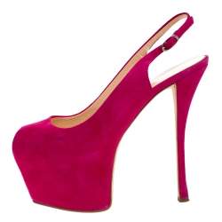 Pre Owned صندل جوسيبي زانوتي بفتحة كعب و بمقدمة مفتوحة و بنعل سميك سويدي أرجواني مقاس 39