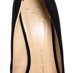Pre Owned Giuseppe Zanotti Black Suede Liza Peep Toe Platform Pumps Size 39