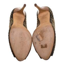 مملوكة مسبقًا حذاء كعب عالي جوسيبي زانوتي مرصع و بمقدمة مفتوحة كانفاس كاموفلاغ مقاس 41