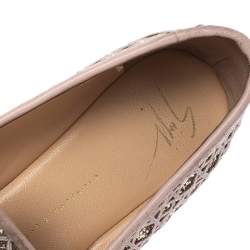 Pre Owned Giuseppe Zanotti Metallic Gold Coarse Glitter Metal Cap Toe Flats Size 38