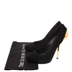 Pre Owned حذاء كعب عالي جوسيبي زانوتي بمقدمة مفتوحة و بنعل سميك سويدي أسود مقاس 38