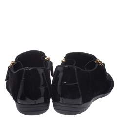 Pre Owned Giuseppe Zanotti Black Velvet Double Zip Metal Cap Toe Sneakers Size 36