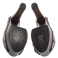 Pre Owned صندل سلايد جوسيبي زانوتى نعل سميك وودستوك جلد نقش ثعبان متعدد مقاس 39