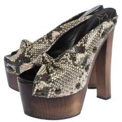 Pre Owned صندل سلايد جوسيبي زانوتى نعل سميك وودستوك جلد نقش ثعبان متعدد مقاس 39