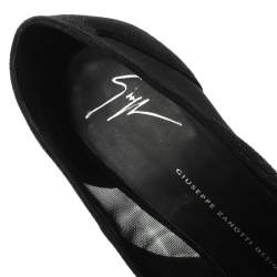 Pre Owned حذاء كعب عالي جوسيبي زانوتي مقدمة مدببة شبك وسويدي أسود مقاس 41