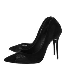 Pre Owned حذاء كعب عالي جوسيبي زانوتي مقدمة مدببة شبك وسويدي أسود مقاس 41