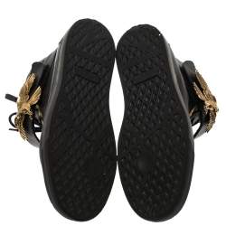 Pre Owned Giuseppe Zanotti Black Leather Eagle High Top Sneakers Size 40