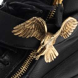 Pre Owned Giuseppe Zanotti Black Leather Eagle High Top Sneakers Size 40