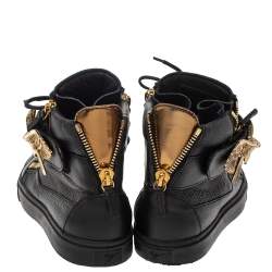 Pre Owned Giuseppe Zanotti Black Leather Eagle High Top Sneakers Size 40