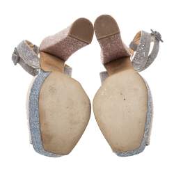 Pre Owned Giuseppe Zanotti Multicolor Glitter Betty Peep Toe Platform Sandals Size 36.5