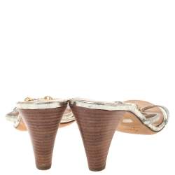 مملوكة مسبقًا صندل سلايد جوسيبي زانوتي مزخرف جلد ذهبي ميتالك مقاس 40