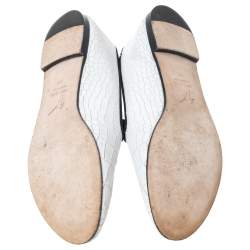 Giuseppe Zanotti White Croc Embossed Leather Smoking Slippers Size 39