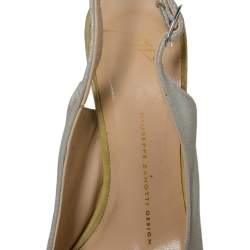 Guiseppe Zannotti Tri Color Nubuck Peep Toe Slingback Platform Sandals Size 36.5