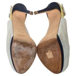 Guiseppe Zannotti Tri Color Nubuck Peep Toe Slingback Platform Sandals Size 36.5