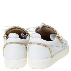 Pre Owned Giuseppe Zanotti White Leather May London Double Zip Low Top Platform Sneakers Size 36