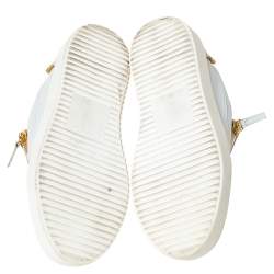 Pre Owned Giuseppe Zanotti White Leather May London Double Zip Low Top Platform Sneakers Size 36