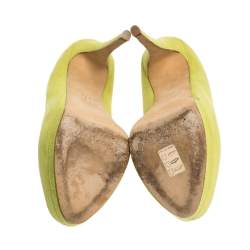 Pre Owned  Giuseppe Zanotti Lime Green Suede Sharon Peep Toe Platform Pumps Size 38.5