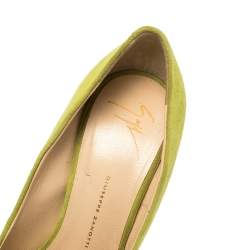 Pre Owned  Giuseppe Zanotti Lime Green Suede Sharon Peep Toe Platform Pumps Size 38.5