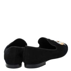 Pre Owned Giuseppe Zanotti Black Suede Crystal Embellished Smoking Slippers Size 42