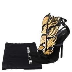 Pre Owned صندل جوسيبي زانوتي جلد ذهبي وأسود وسويدي مقاس 38.5 