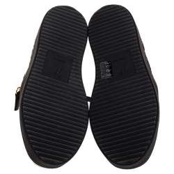 Pre Owned Giuseppe Zanotti Blue Velvet And Glitter Double Zipper Low Top Sneakers Size 35