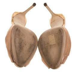 مملوكة مسبقًا Giuseppe Zanotti Metallic Rose Gold Leather Knot Detail Slide Sandals Size 38.5