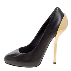 مملوكة مسبقًا Giuseppe Zanotti Black Leather Platform Metal Heel Pumps Size 36