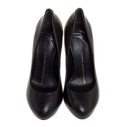 مملوكة مسبقًا Giuseppe Zanotti Black Leather Platform Metal Heel Pumps Size 36