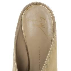 Pre Owned Giuseppe Zanotti Gold Leather Espadrille Wedge Peep Toe Mules Size 37