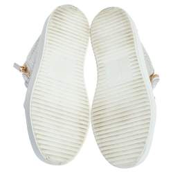 Pre Owned Giuseppe Zanotti White Python Embossed Leather Double Zip High Top Sneakers Size 37.5