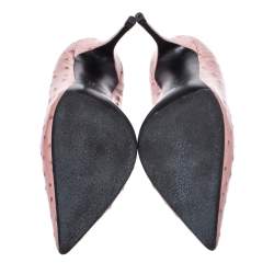 Pre Owned Giuseppe Zanotti Nude Pink Ostrich Embossed Leather Lucrezia Pointed Toe Pumps Size 35
