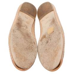 Pre Owned Giuseppe Zanotti Beige Python Embossed Suede Malika Cap Toe Ballet Flats Size 36.5