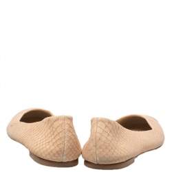 Pre Owned Giuseppe Zanotti Beige Python Embossed Suede Malika Cap Toe Ballet Flats Size 36.5