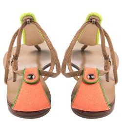 Giuseppe Zanotti Tricolor Leather And Glitter Embellished Thong Flat Sandals Size 41