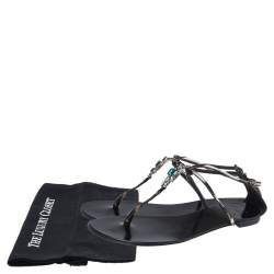 Giuseppe Zanotti Brown/Beige Pony Hair Crystal Embellished Strappy Flat Sandals Size 41