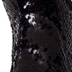 Pre Owned حذاء بوت كاحل جوسيبى زانوتى حواف سويدى وترتر أسود مقاس 38.5