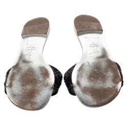 Pre Owned Giuseppe Zanotti Black Sequins Flat Slides Size 39