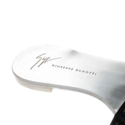 Pre Owned Giuseppe Zanotti Black Sequins Flat Slides Size 39
