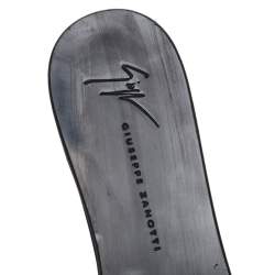 Pre Owned Giuseppe Zanotti Black Suede Leather Pearl Embellished Flat Slides Size 39