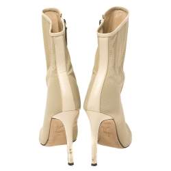 Giuseppe Zanotti Beige Fabric and Leather Trim Ankle Boots Size 37