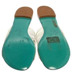 Pre Owned Giuseppe Zanotti Blue Leather Crystal Embellished Flats Size 41