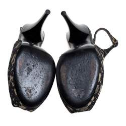 مملوكة مسبقًا صندل جوسيبي زانوتي بمقدمة مفتوحة دانتيل أسود مقاس 38