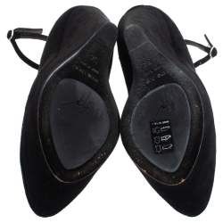 Pre Owned Giuseppe Zanotti Black Suede Ankle Strap Platform Wedge Pumps Size 36