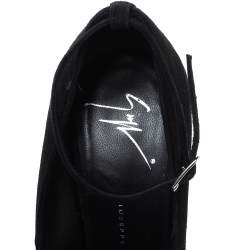 Pre Owned Giuseppe Zanotti Black Suede Ankle Strap Platform Wedge Pumps Size 36