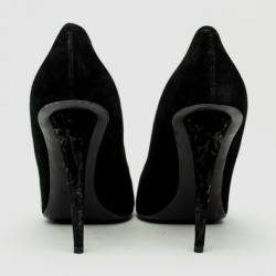 Pre Owned Giuseppe Zanotti Black Suede Pointed Toe Pumps With Gold Panel Size 40.5