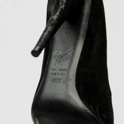 Pre Owned Giuseppe Zanotti Black Suede Pointed Toe Pumps With Gold Panel Size 40.5