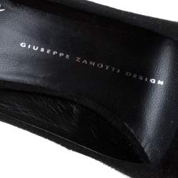 Pre Owned Giuseppe Zanotti Black Suede Peep Toe Ankle Strap Platform Pumps Size 36.5