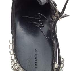 Pre Owned Giuseppe Zanotti Black Leather Embellished Thong Flats Size 38