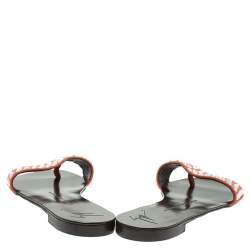 Pre Owned Giuseppe Zanotti Orange/Brown Suede Crystal Embellished Slip on Flats Size 38