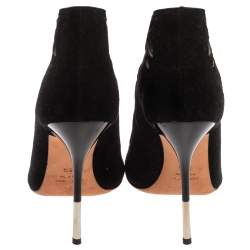 Pre Owned Giuseppe Zanotti Black Suede Zip Cage Sandals Size 38.5